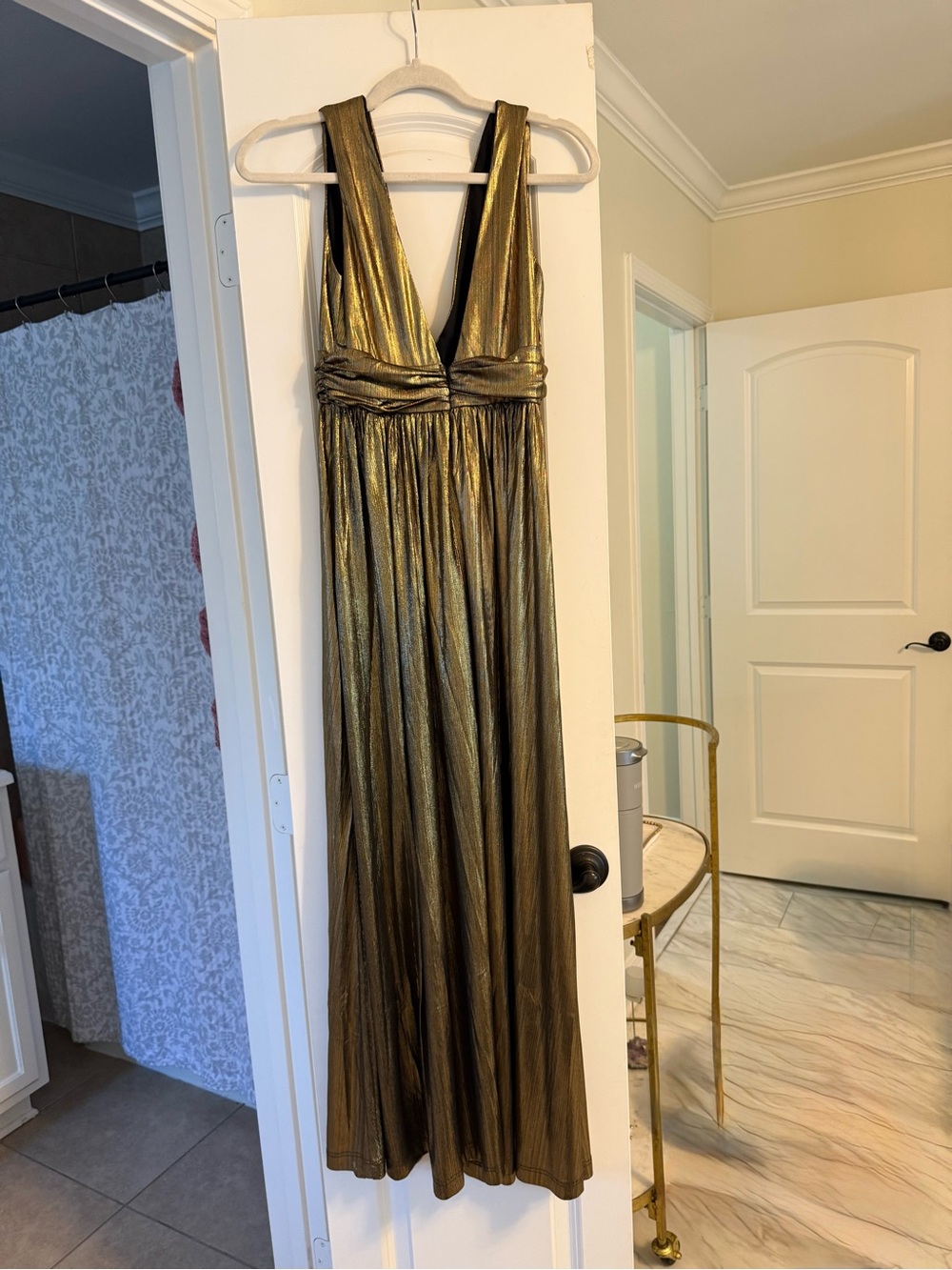 Promod Metallic Gold Evening Dress Top